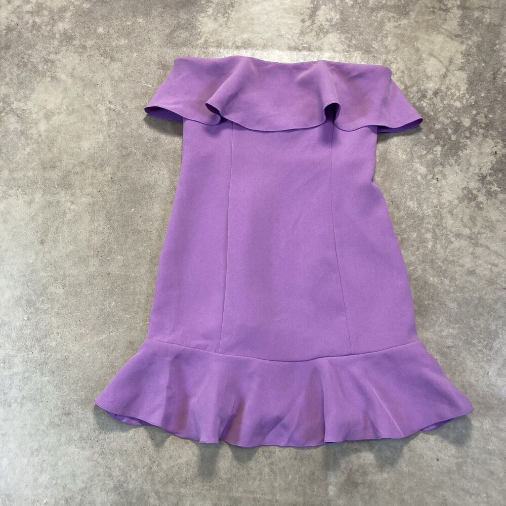 Rachel Zoe Elaina Strapless Mini Dress Womens 2 Iris Purple Strapless Ruffle